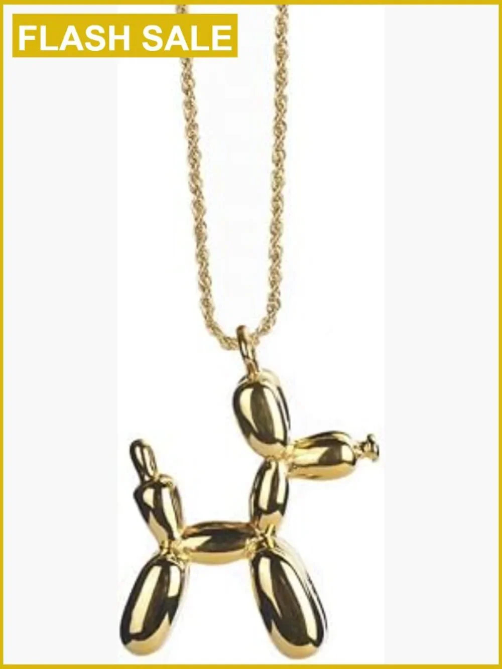 3D Stainless Steel Balloon Dog Pendant Necklace 24in Chain